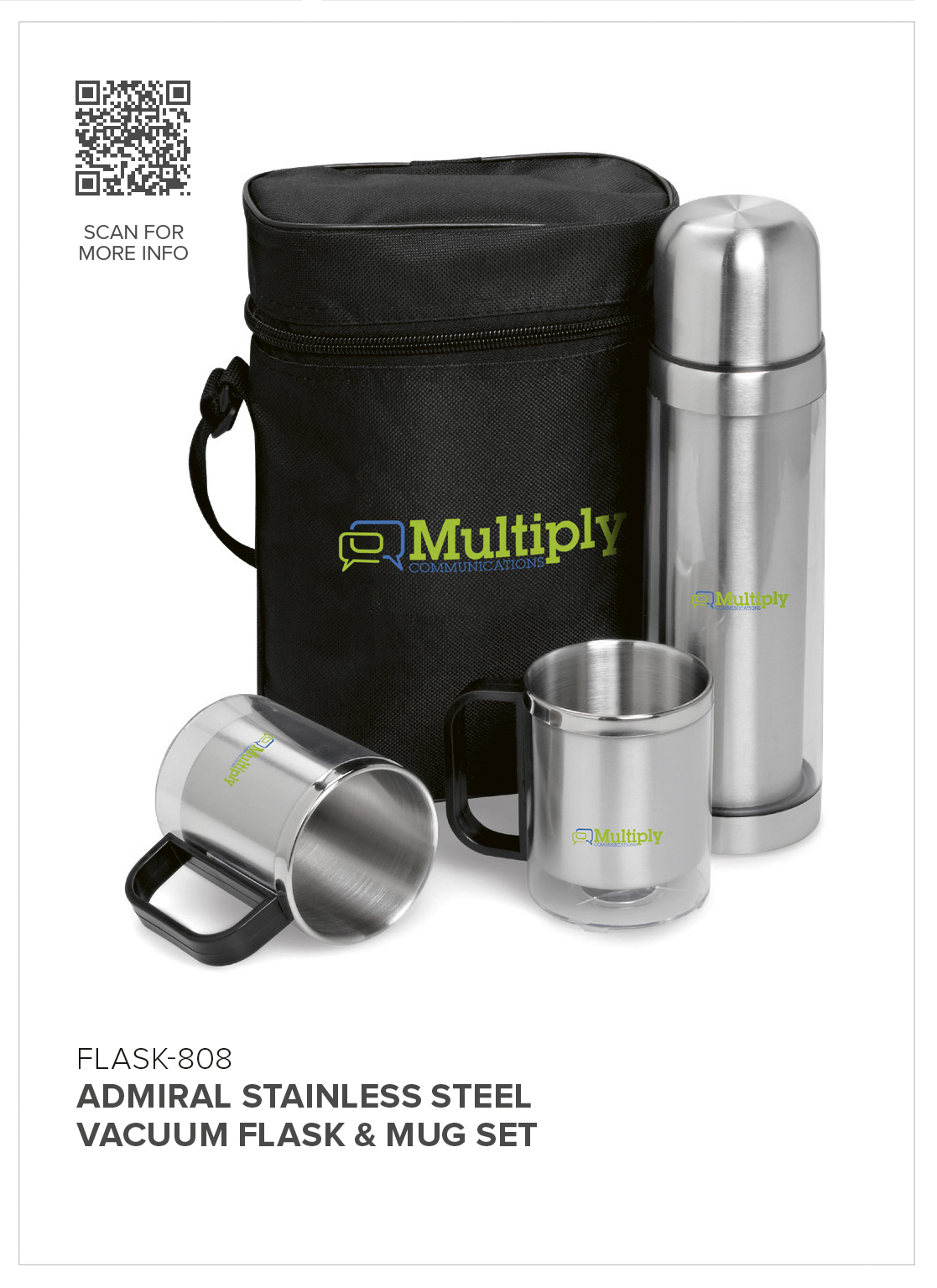 FLASK-808 - Admiral Stainless Steel Vacuum Flask & Mug Set - Catalogue Image
